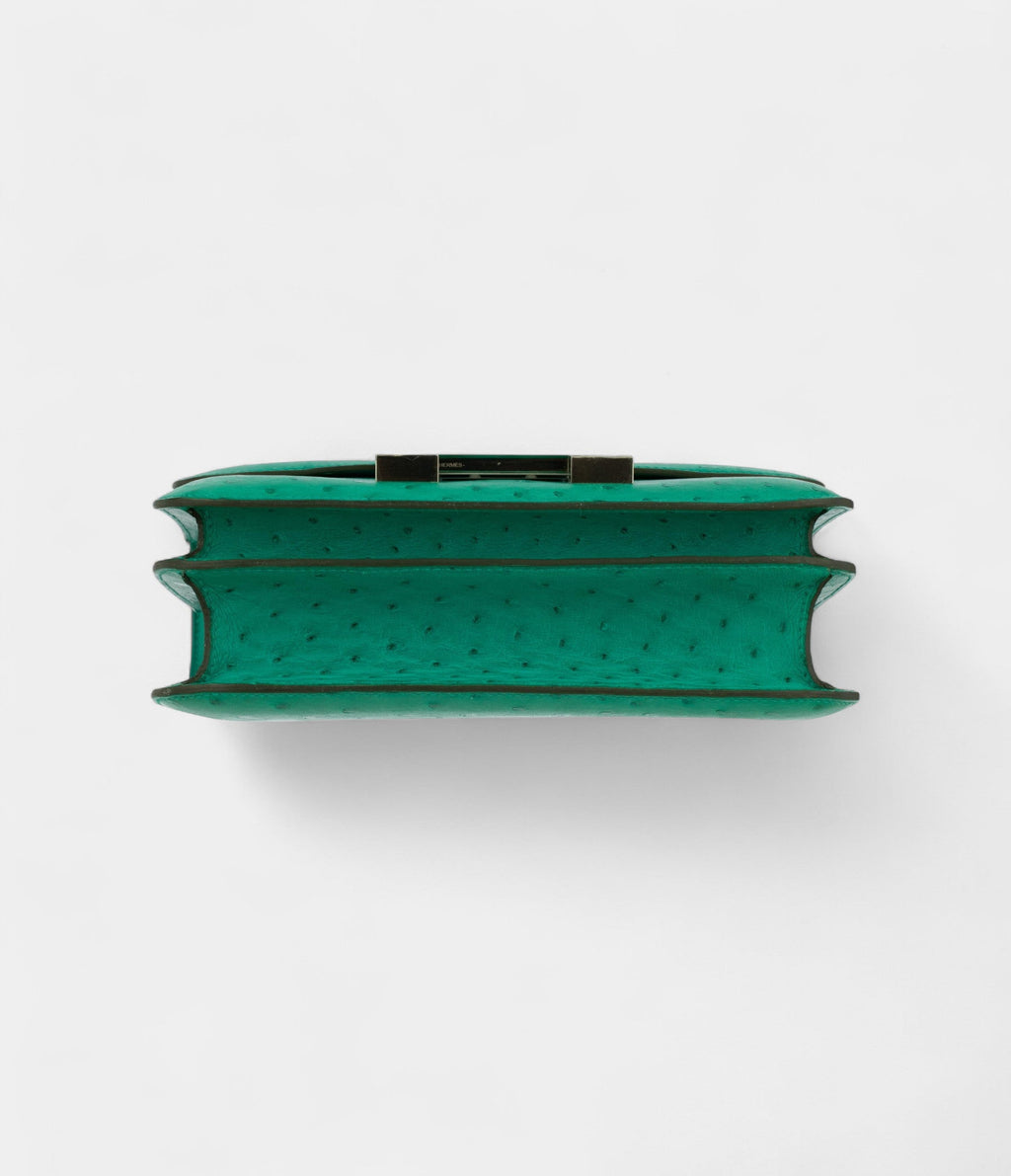 HMConstance 24cm Vert Vertigo Ostrich Leather Palladium Hardware