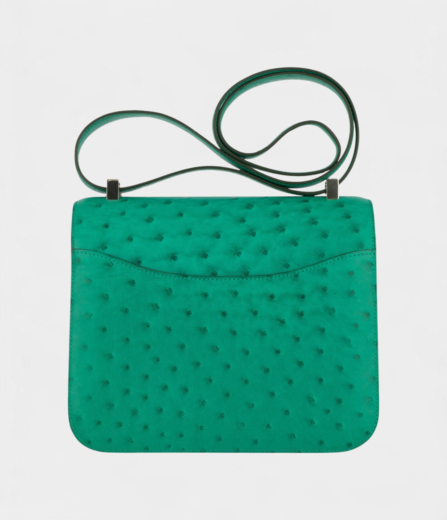 HMConstance 24cm Vert Vertigo Ostrich Leather Palladium Hardware