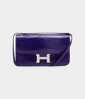 Hermes Constance Electric Blue Alligator Clutch Wallet 24cm