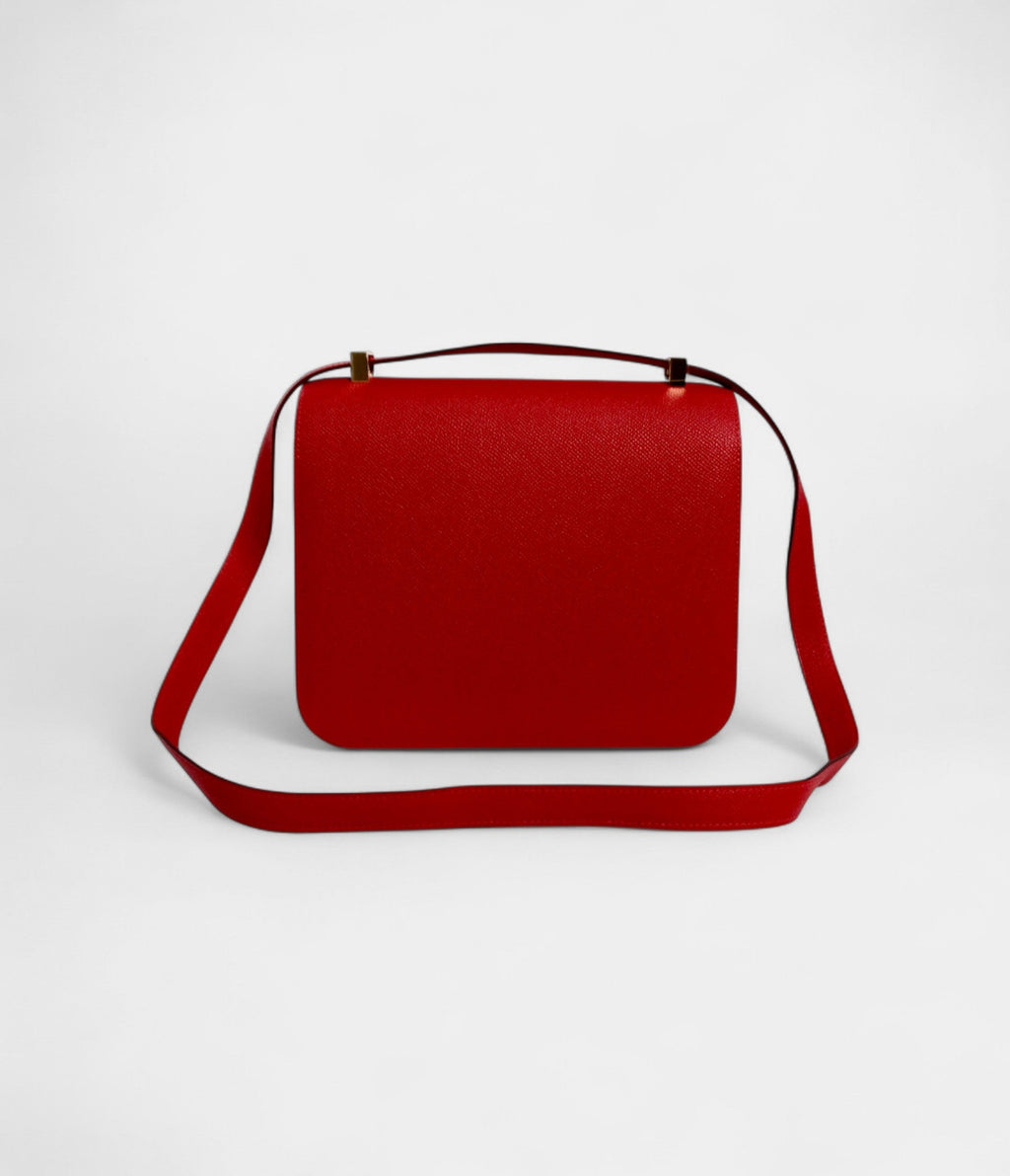 Hermes Constance Epsom Rouge Casque 24 With Gold Hardware