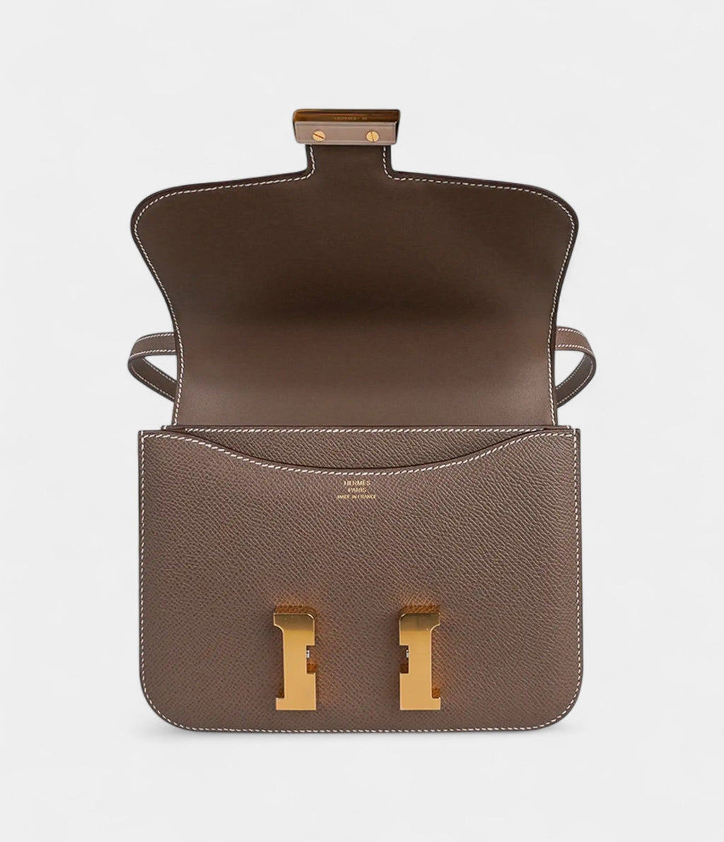 Hermes Constance Mini 18 Bag Etoupe Gold Hardware Epsom Leather