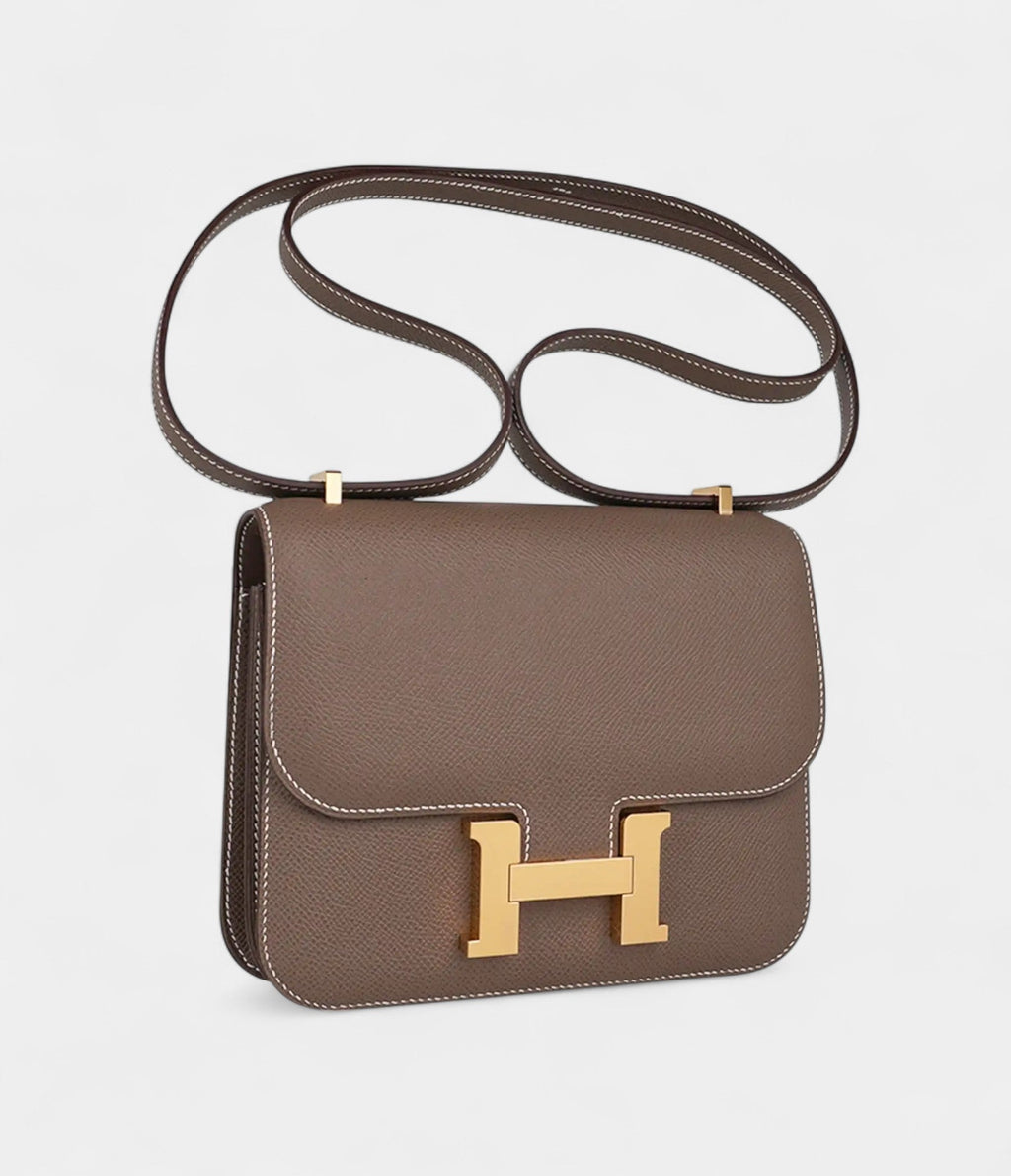 Hermes Constance Mini 18 Bag Etoupe Gold Hardware Epsom Leather