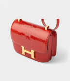 Hermes Constance Sanguin 24 cm Niloticus Shiny Crocodile with Gold HDW