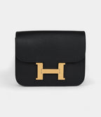 HMConstance Slim Wallet Black Epsom Gold Hardware