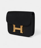 HMConstance Slim Wallet Black Epsom Gold Hardware