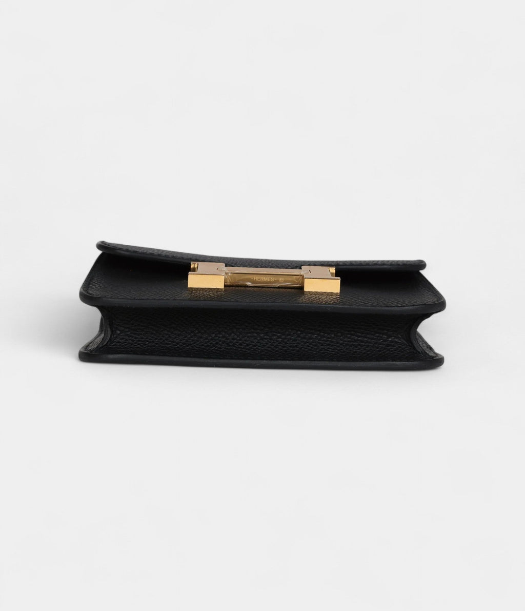 HMConstance Slim Wallet Black Epsom Gold Hardware