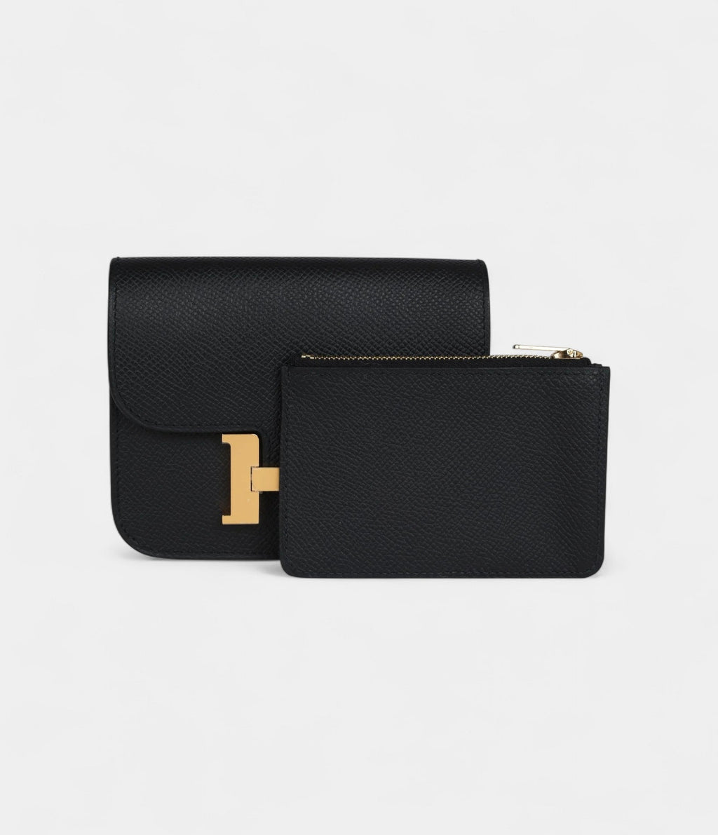 HMConstance Slim Wallet Black Epsom Gold Hardware