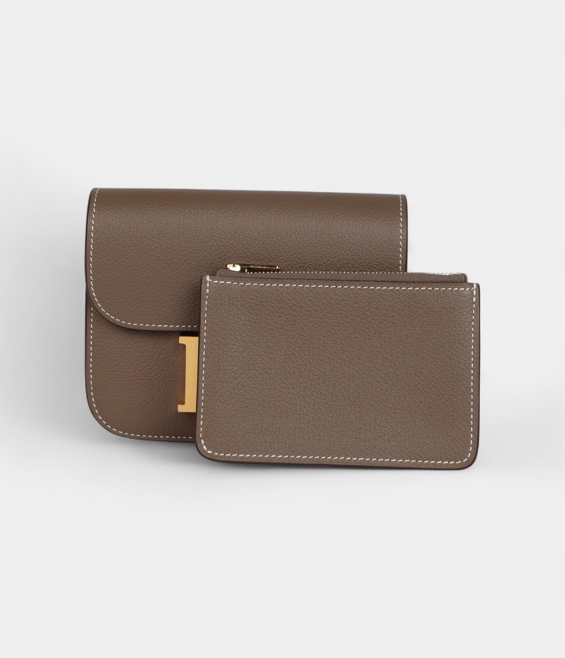 HMConstance Slim Wallet Etoupe Evercolor Gold Hardware