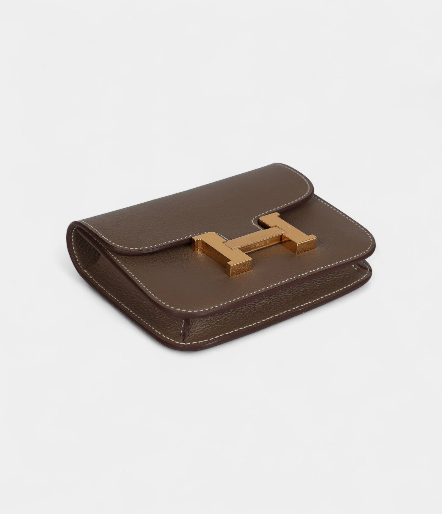 HMConstance Slim Wallet Etoupe Evercolor Gold Hardware
