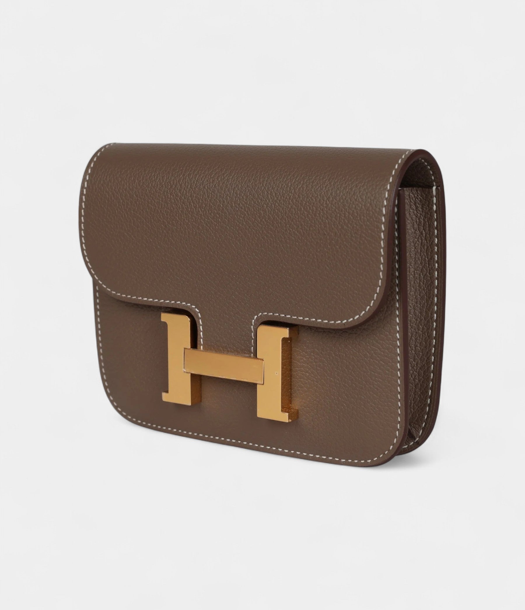 HMConstance Slim Wallet Etoupe Evercolor Gold Hardware