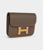 HMConstance Slim Wallet Etoupe Evercolor Gold Hardware