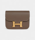 HMConstance Slim Wallet Etoupe Evercolor Gold Hardware