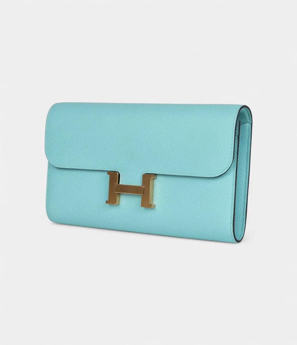HMConstance Wallet To Go Bleu Atoll Epsom Gold Hardware