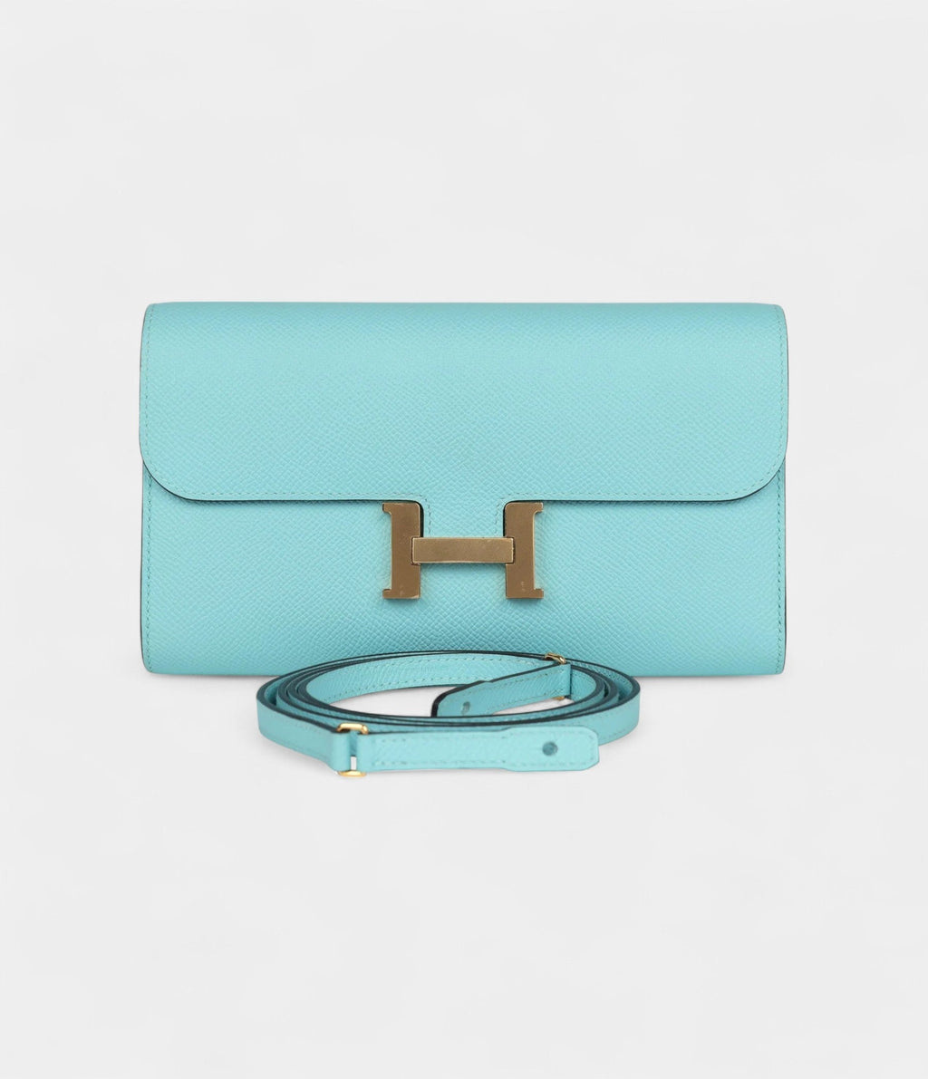 HMConstance Wallet To Go Bleu Atoll Epsom Gold Hardware