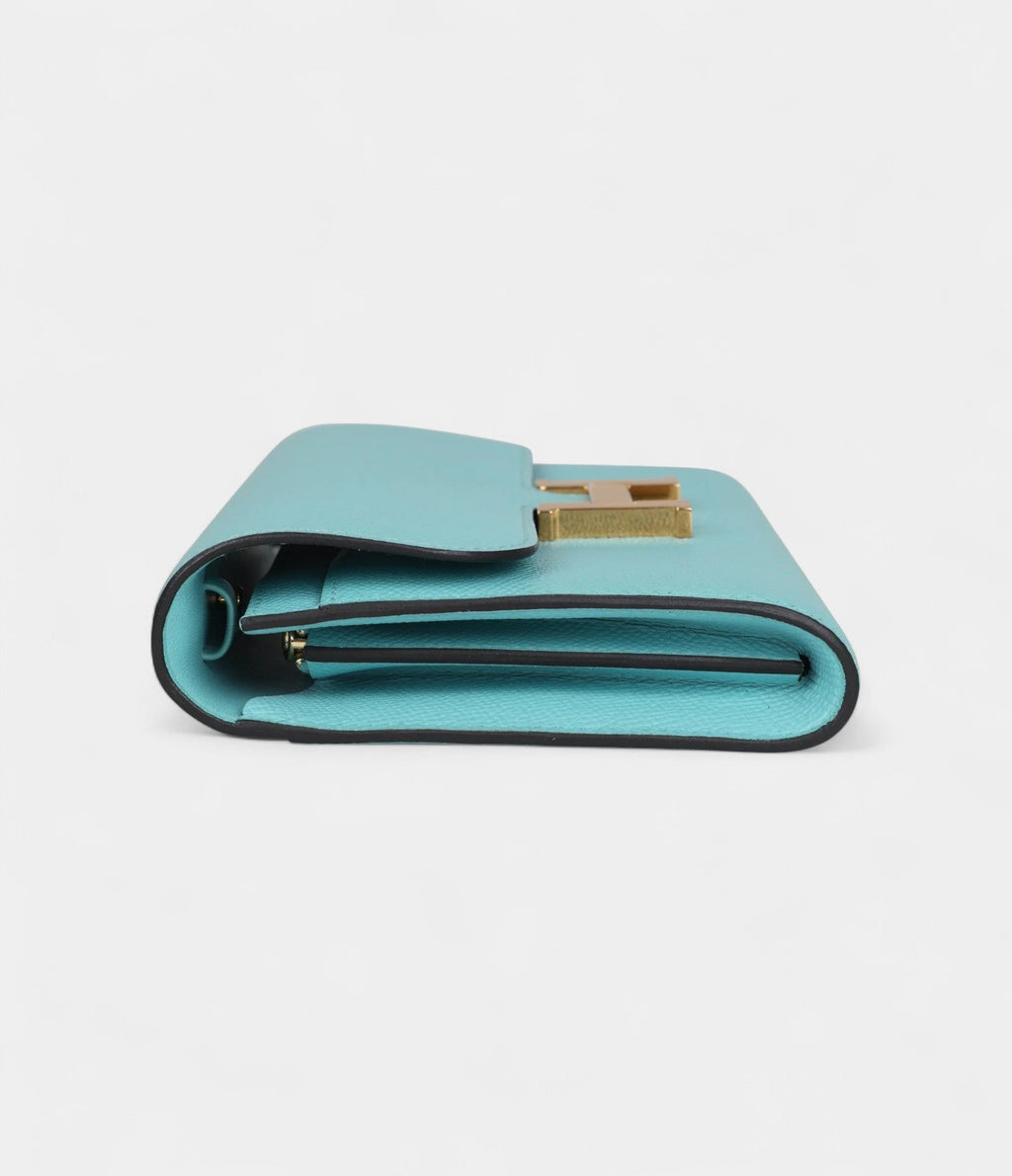 HMConstance Wallet To Go Bleu Atoll Epsom Gold Hardware