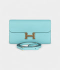 HMConstance Wallet To Go Bleu Atoll Epsom Leather with Gold Hardware