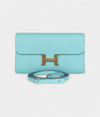 HMConstance Wallet To Go Bleu Atoll Epsom Leather with Gold Hardware