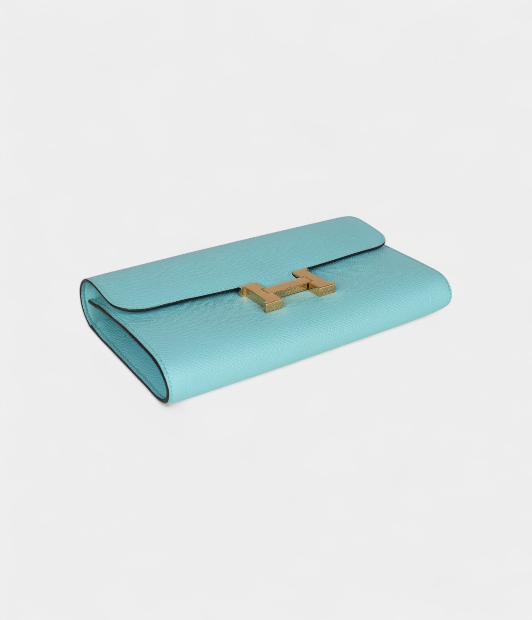 HMConstance Wallet To Go Bleu Atoll Epsom Leather with Gold Hardware