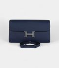 HMConstance Wallet To Go Bleu Navy Epsom Leather with Palladium Hardware