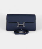 HMConstance Wallet To Go Bleu Navy Epsom Leather with Palladium Hardware