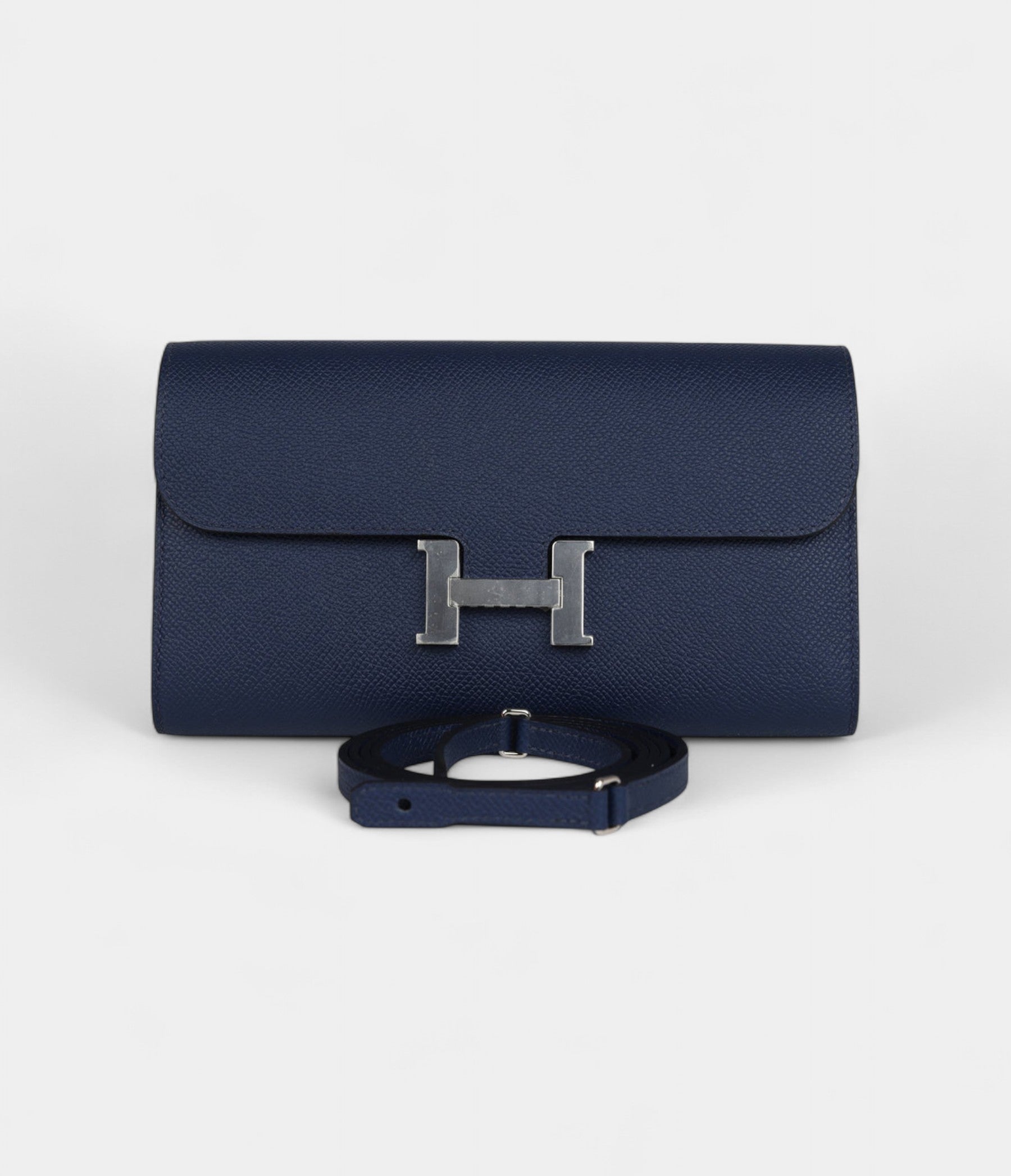 HMConstance Wallet To Go Bleu Navy Epsom Leather with Palladium Hardware