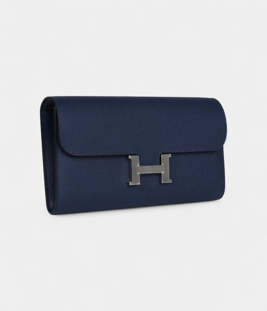 HMConstance Wallet To Go Bleu Navy Epsom Leather with Palladium Hardware