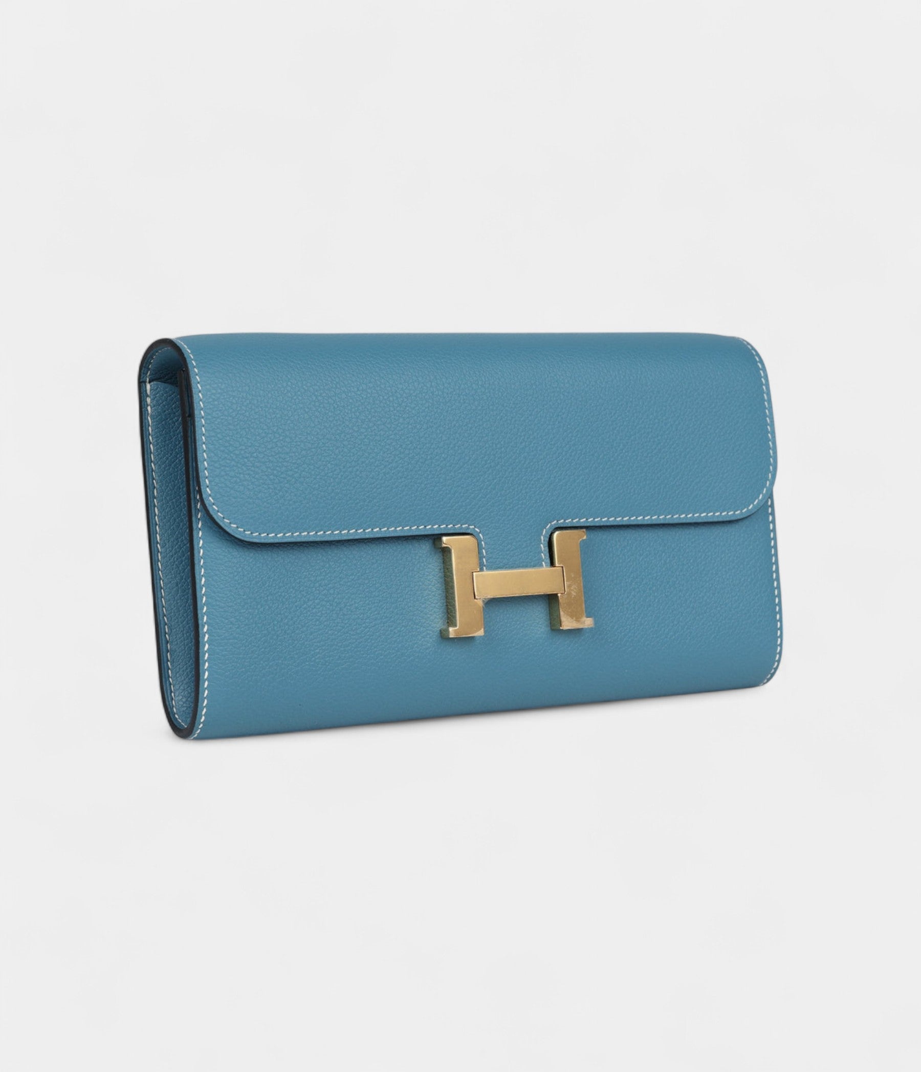 HMConstance Wallet To Go Blue Jean Evercolor Leather with Gold Hardware