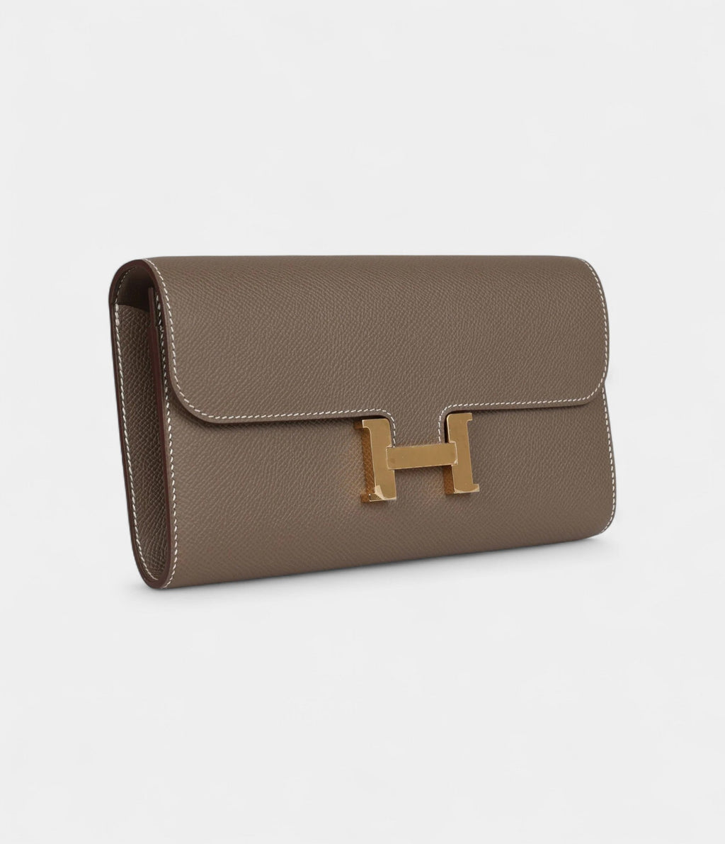 HMConstance Wallet To Go Etoupe Epsom Gold Hardware