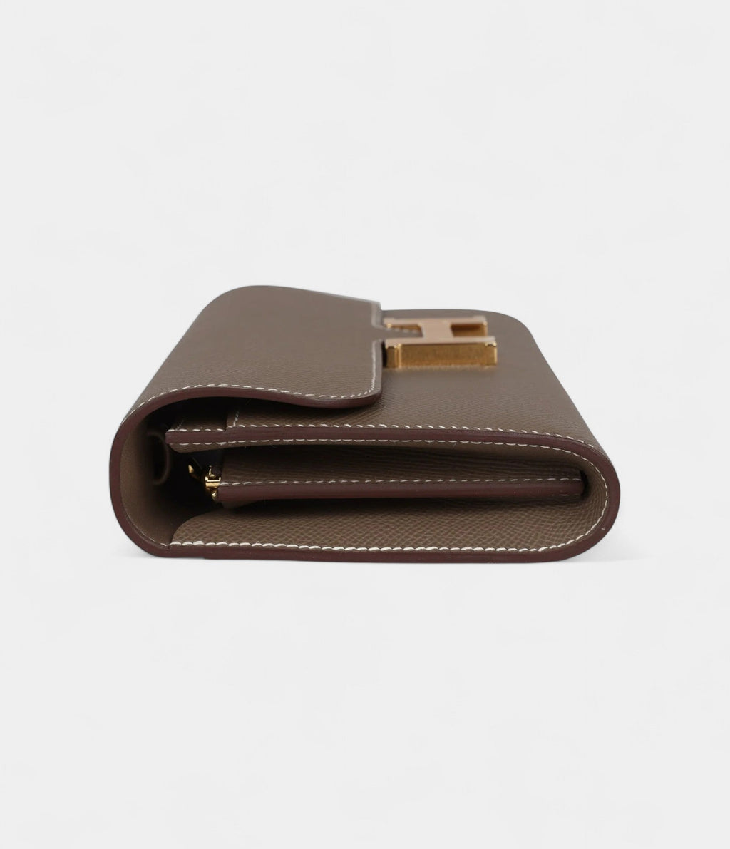 HMConstance Wallet To Go Etoupe Epsom Gold Hardware
