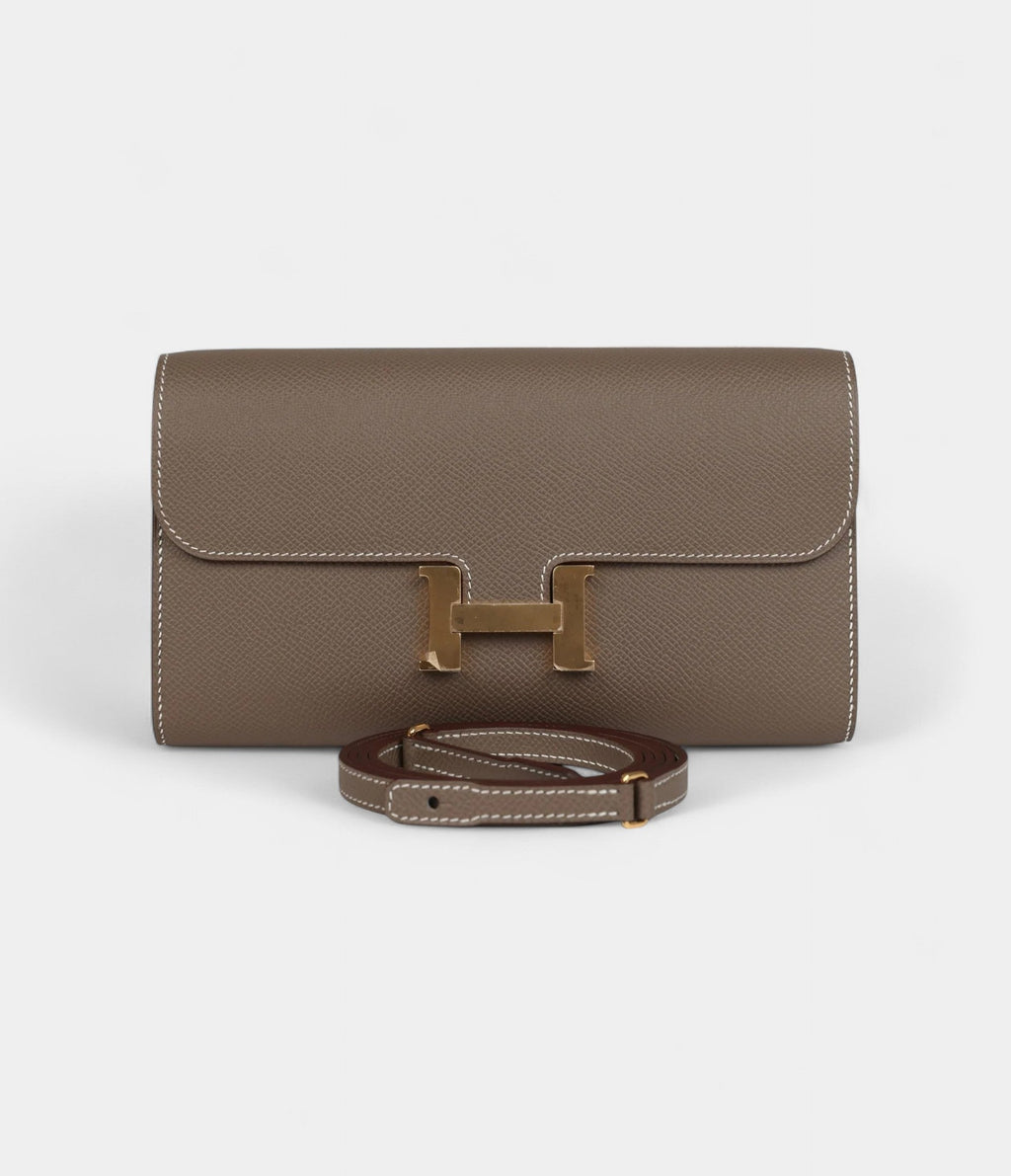 HMConstance Wallet To Go Etoupe Epsom Gold Hardware