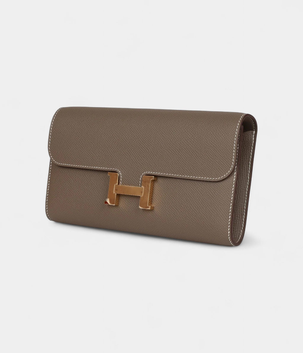 HMConstance Wallet To Go Etoupe Epsom Gold Hardware