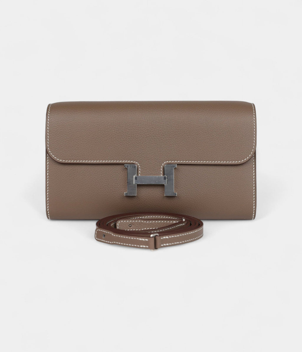 HMConstance Wallet To Go Etoupe Evercolor Leather with Palladium Hardware