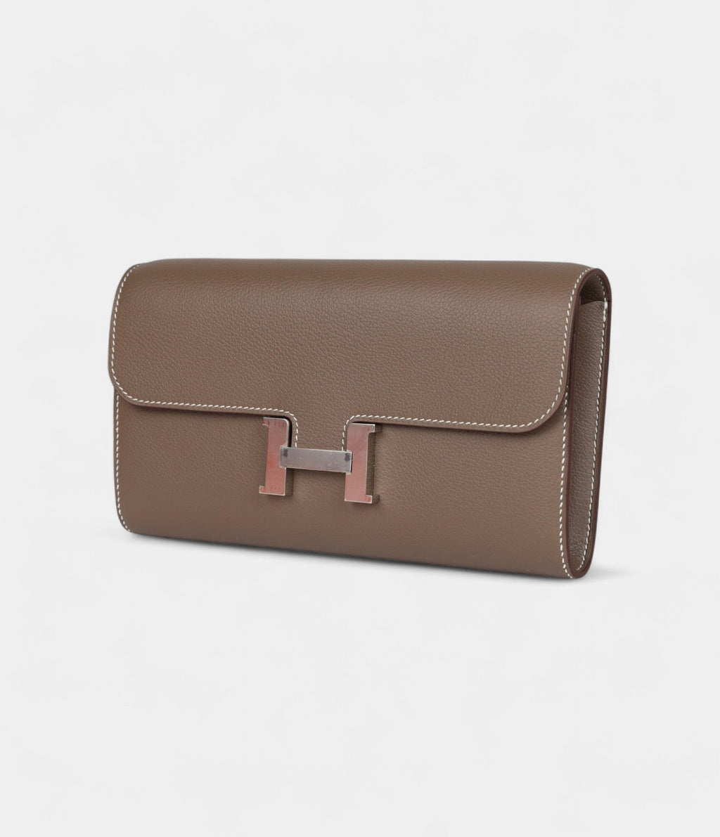 HMConstance Wallet To Go Etoupe Evercolor Leather with Palladium Hardware