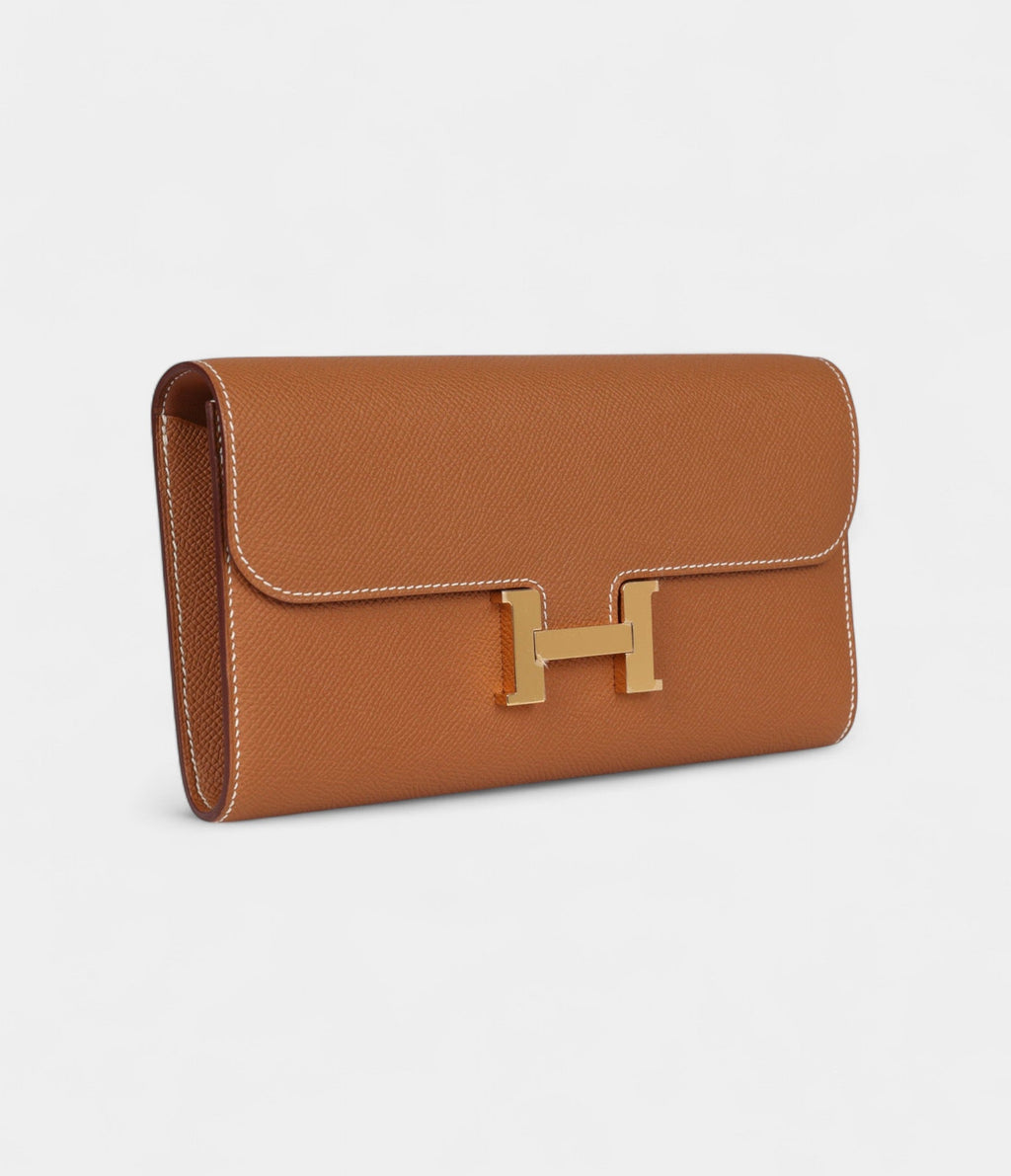HMConstance Wallet To Go Gold Epsom Leather with Gold Hardware