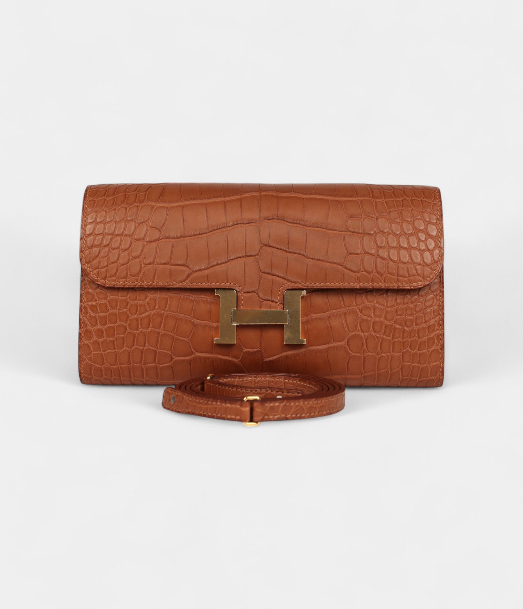HMConstance Wallet To Go Gold Matte Alligator with Gold Hardware