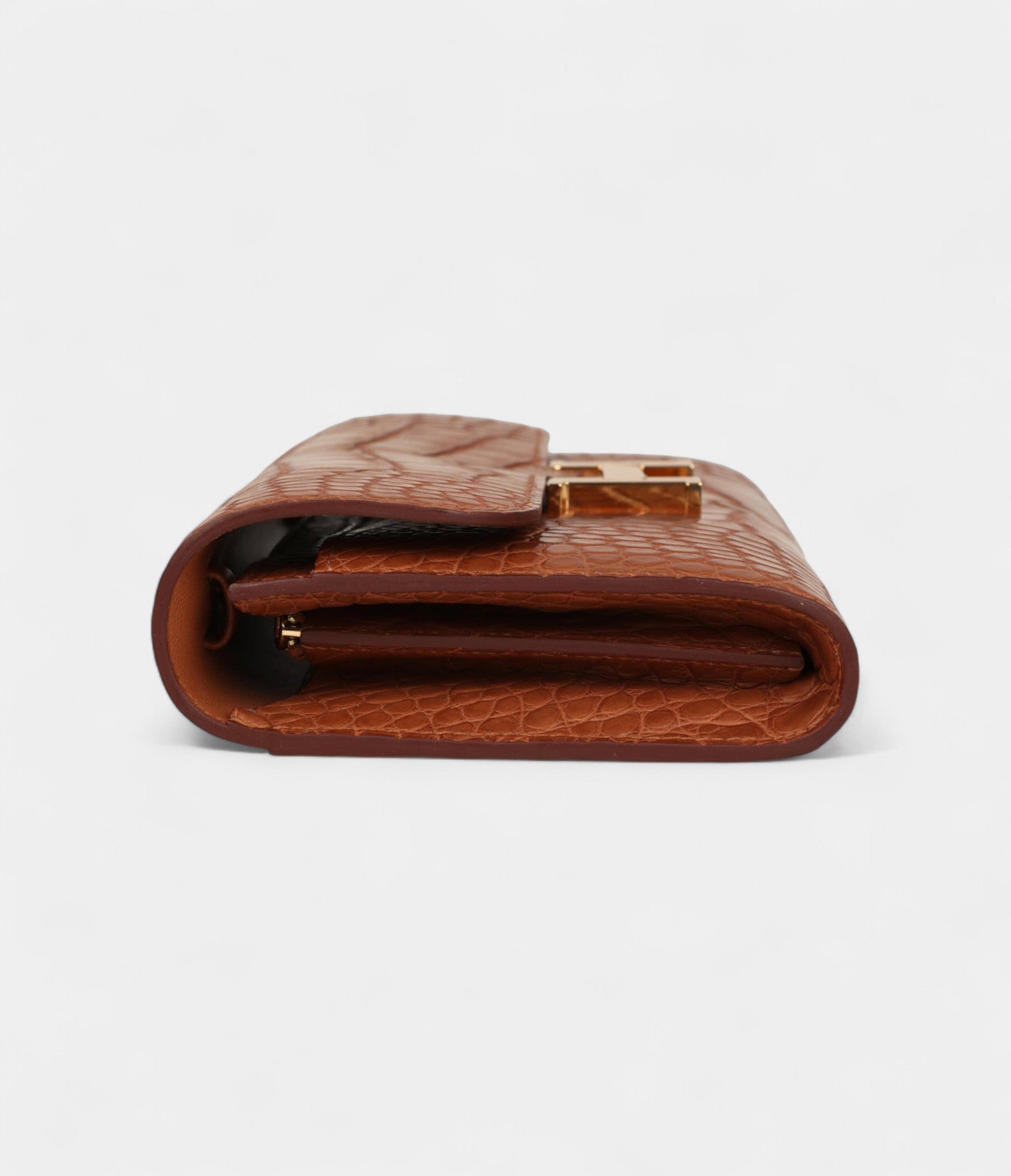 HMConstance Wallet To Go Gold Matte Alligator with Gold Hardware