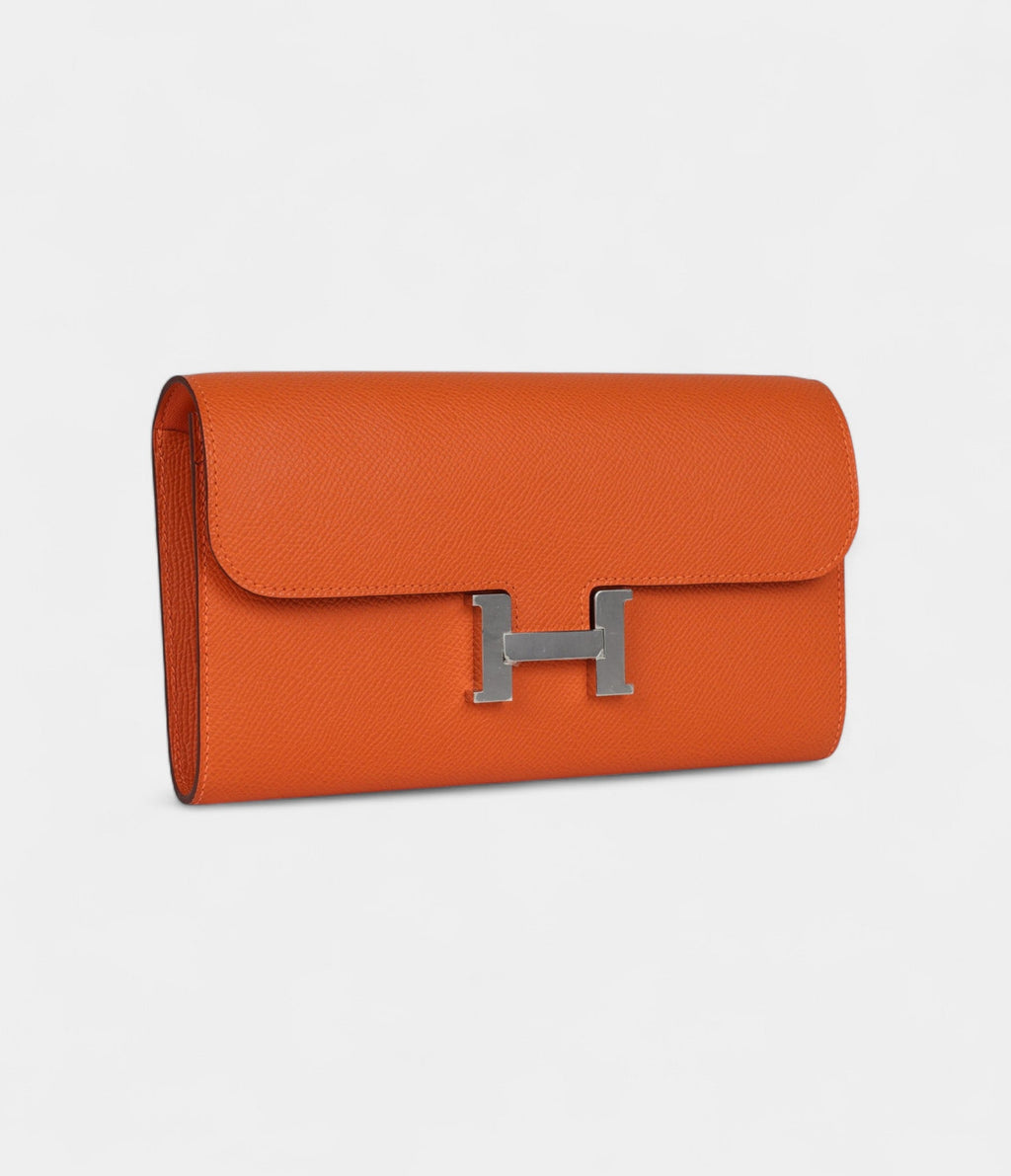 HMConstance Wallet To Go Orange Epsom Leather with Palladium Hardware