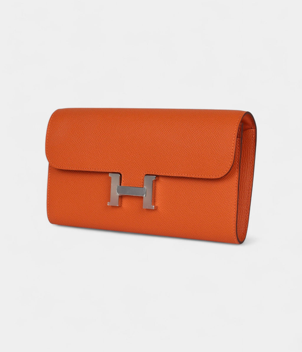 HMConstance Wallet To Go Orange Epsom Leather with Palladium Hardware