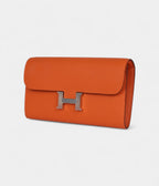 HMConstance Wallet To Go Orange Epsom Leather with Palladium Hardware
