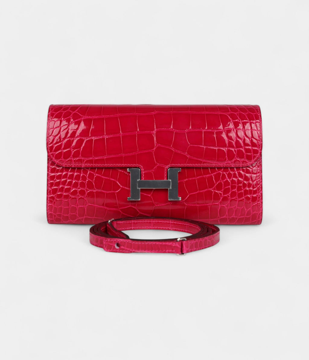 HMConstance Wallet To Go Rose Mexico Shiny Alligator Palladium Hardware