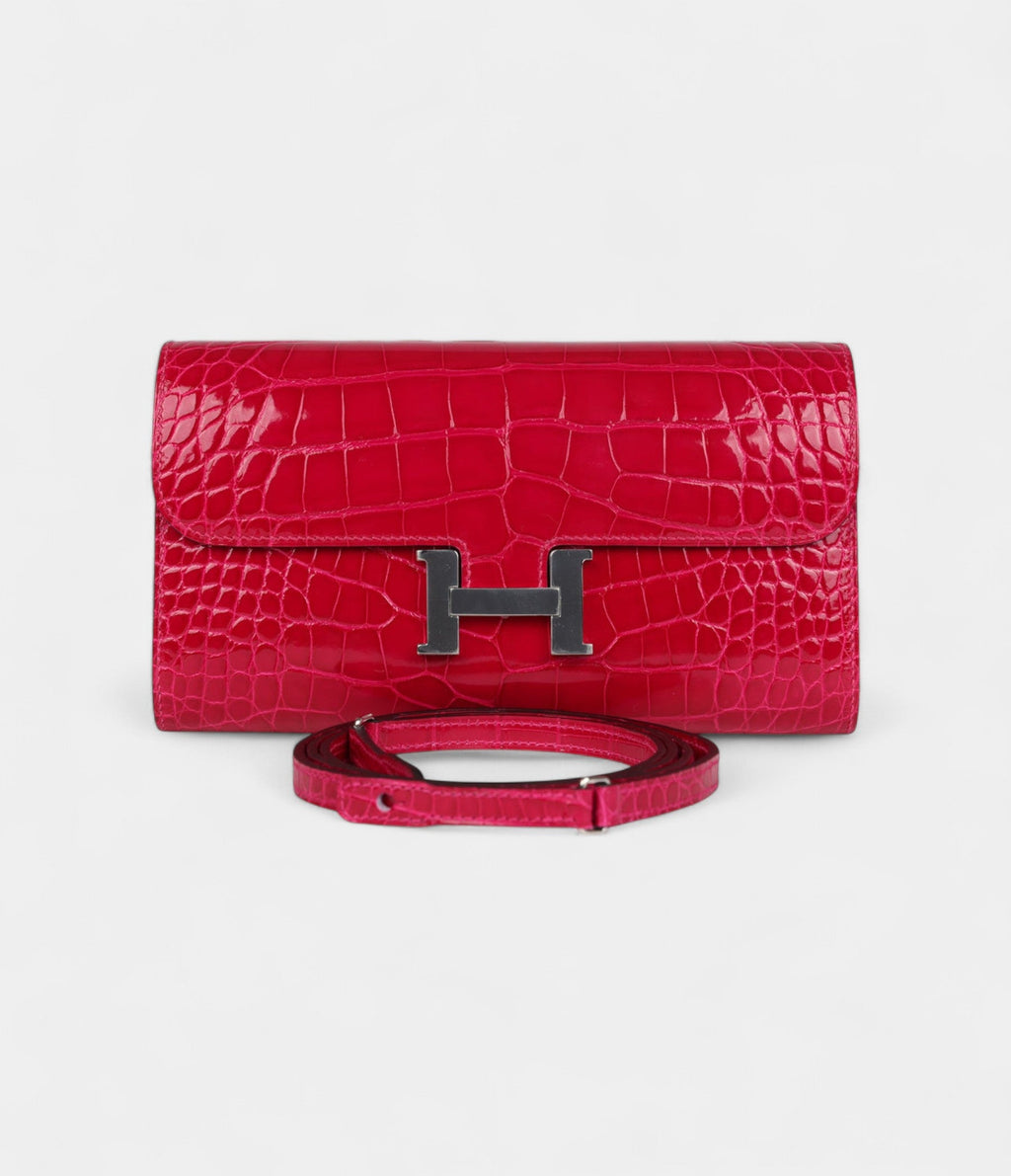 HMConstance Wallet To Go Rose Mexico Shiny Alligator with Palladium Hardware