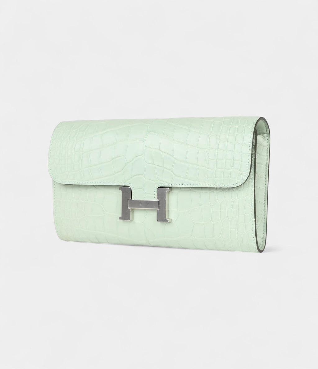 HMConstance Wallet To Go Vert D'eau Matte Alligator Palladium Hardware