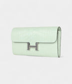 HMConstance Wallet To Go Vert D'eau Matte Alligator Palladium Hardware