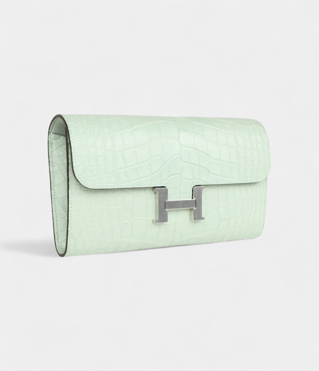 HMConstance Wallet To Go Vert D'eau Matte Alligator Palladium Hardware