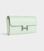 HMConstance Wallet To Go Vert D'eau Matte Alligator Palladium Hardware