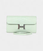 HMConstance Wallet To Go Vert D'eau Matte Alligator Palladium Hardware