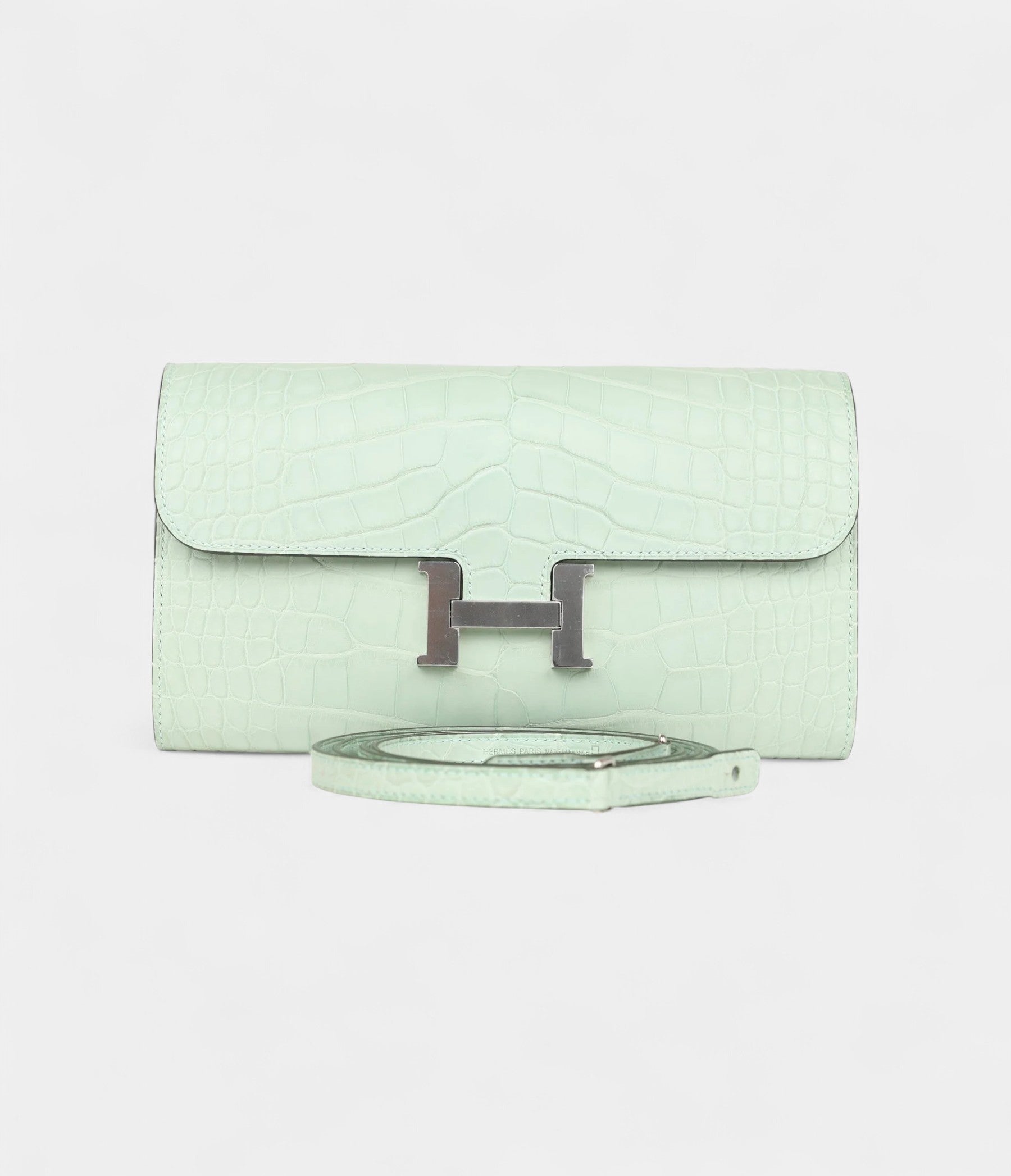 HMConstance Wallet To Go Vert D'eau Matte Alligator Palladium Hardware