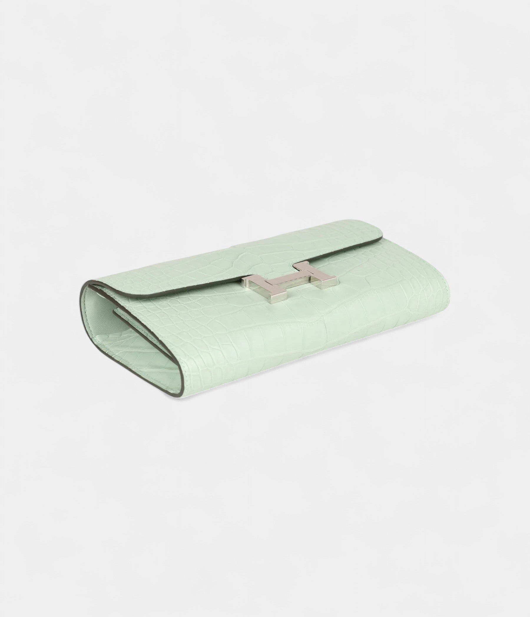 HMConstance Wallet To Go Vert D'eau Matte Alligator Palladium Hardware