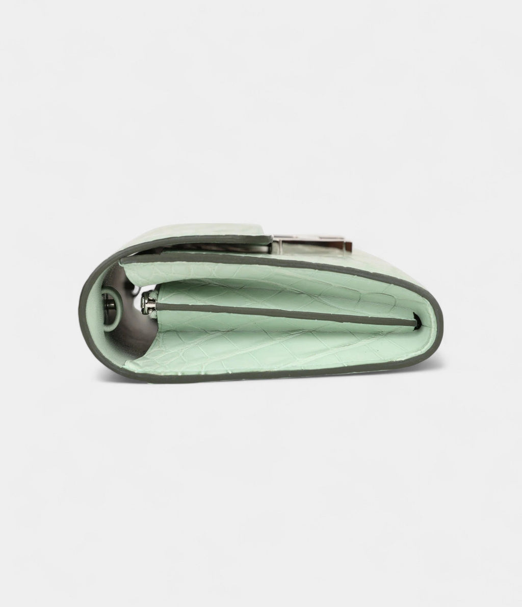 HMConstance Wallet To Go Vert D'eau Matte Alligator Palladium Hardware