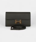 HMConstance Wallet To Go Vert De Gris Epsom Leather with Gold Hardware